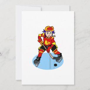 Anime hockey player boy invitation