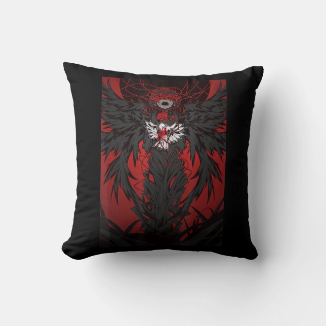 Anime Horror Aesthetic Scary Creepy Girl Japanese  Cushion (Front)
