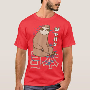 Anime Japan Retro Grunge Otaku Kanji Sloth  T-Shirt