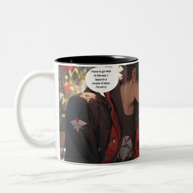 Anime "just hold me" scene Two-Tone coffee mug (Left)