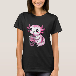 Anime Kawaii Axolotl Drinking Bubble Boba Tea Kids T-Shirt