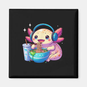 Anime Kawaii Axolotl Eating Ramen Noodles Kids Tee Magnet