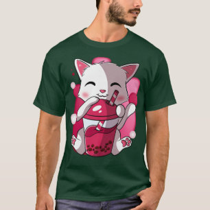 Anime Kawaii Cat Boba Bubble Tea Neko Boba Tea Cat T-Shirt