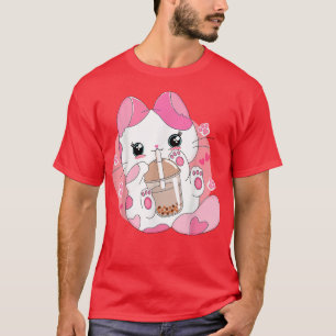 Anime Kawaii Cat Boba Bubble Tea Women Men Teen Bo T-Shirt