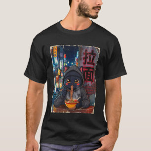 Anime Kawaii Cat Ramen Noodles Japanese Funny Grap T-Shirt