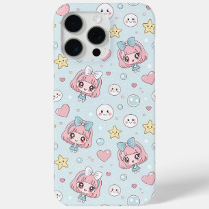 Anime Kawaii in Pastel Colors with Hearts and Star iPhone 15 Pro Max Case
