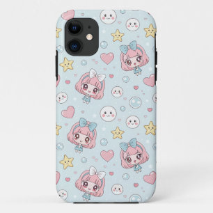 Anime Kawaii in Pastel Colors with Hearts and Star iPhone 11 Case