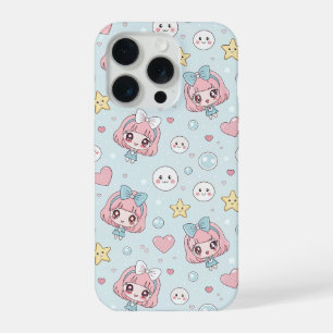 Anime Kawaii in Pastel Colors with Hearts and Star iPhone 15 Pro Case