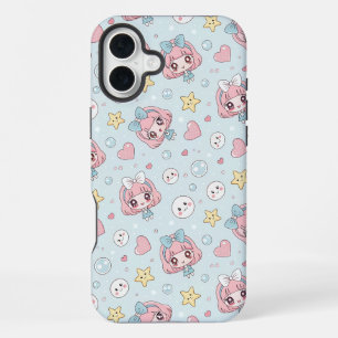 Anime Kawaii in Pastel Colors with Hearts and Star iPhone 16 Plus Case
