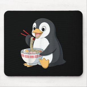 Anime Kawaii Penguin Eating Ramen Noodle Gifts Men Mouse Pad