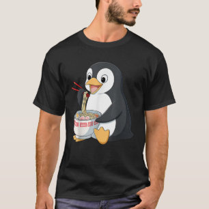Anime Kawaii Penguin Eating Ramen Noodle Gifts Men T-Shirt