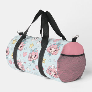 Anime Kawaii with Hearts and Star Duffle Bag