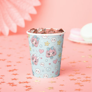 Anime Kawaii with Hearts and Stars Paper Cups