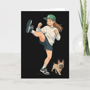 Anime Kickboxer Walking French Bulldog Streetwear  Card