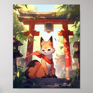 Anime Kitsune Cute Fox Fantasy Art Poster