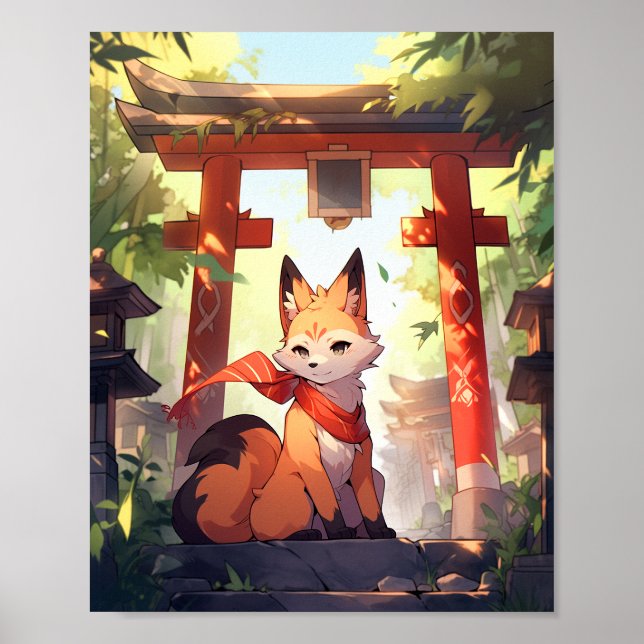 Anime Kitsune Cute Fox Fantasy Art Poster (Front)