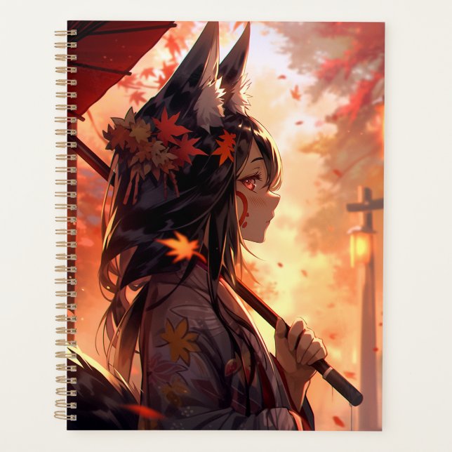 Anime Kitsune Girl Cute Fox Fantasy Art Planner (Front)