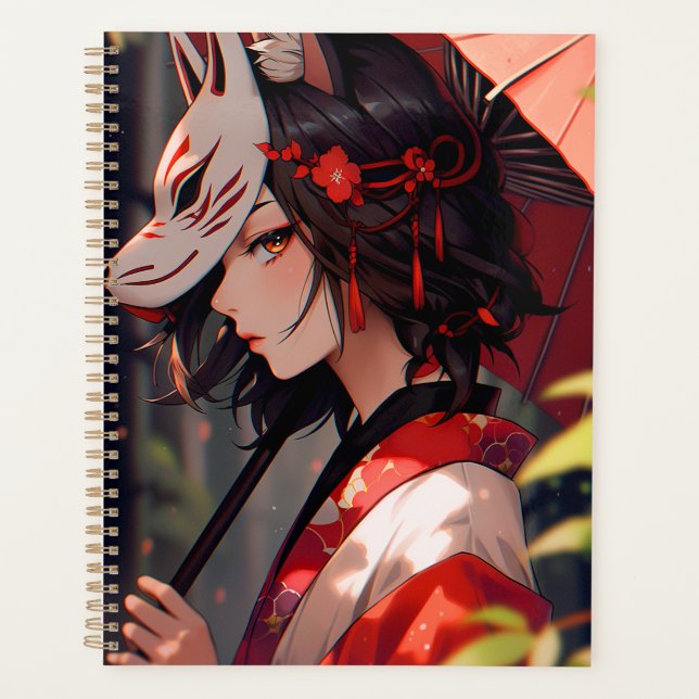 Anime Kitsune Girl Cute Fox Fantasy Art Planner (Front)