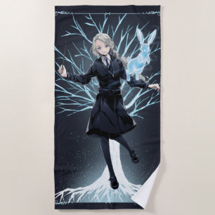 Anime Luna Lovegood's Rabbit Patronus Beach Towel