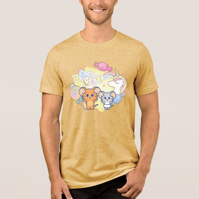 Anime Magical Candyland with Jerry and Tuffy Tri-Blend Shirt (Front)