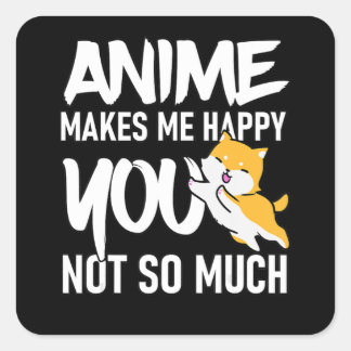 Anime Makes Me Happy, Cute Shiba Inu Anime Cosplay Square Sticker