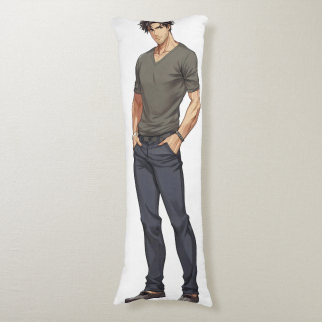 Anime Man Handsome Zaddy Body Cushion (Front Vertical)