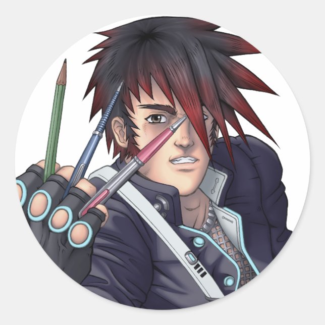 Anime Manga Artist Classic Round Sticker (Front)