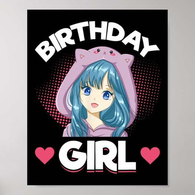 Anime Manga Birthday Girl Birthday  Poster (Front)