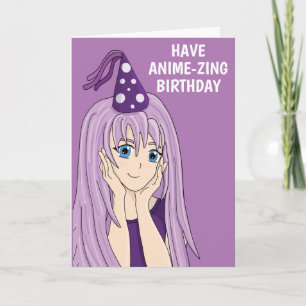 Anime Manga Cat Girl Birthday Card
