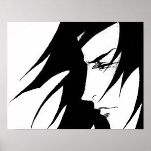 Anime Manga Character Black And White Poster