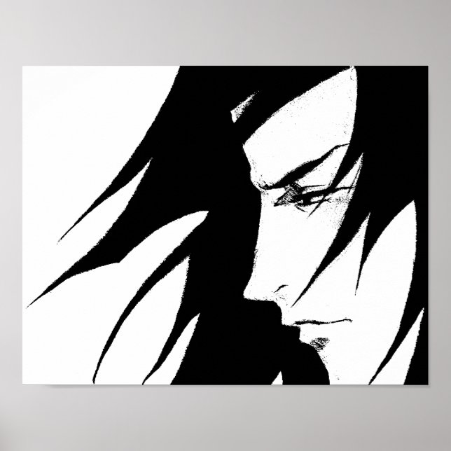 Anime Manga Character Black And White Poster (Front)