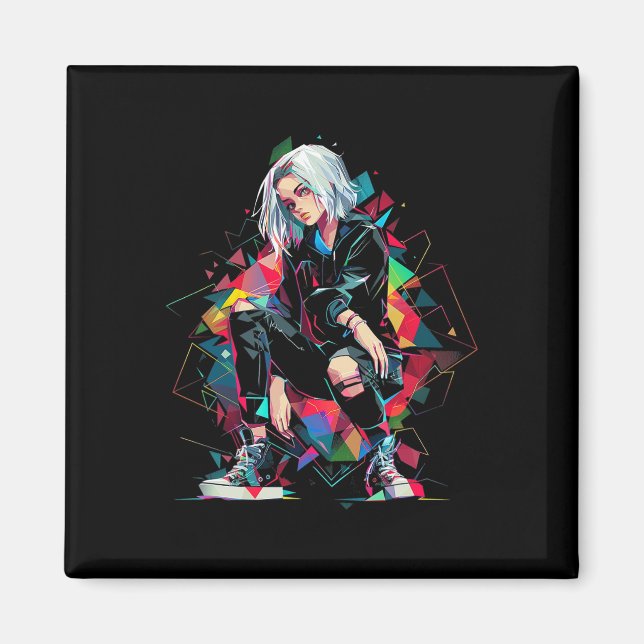 Anime Manga Graphic Polygon Art Anime  Magnet (Front)