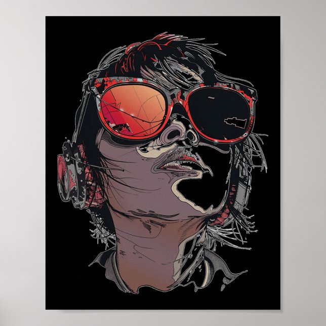 Anime Manga Graphic Sunglasses Art Anime  Poster (Front)