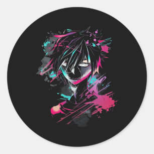 Anime Manga Motif Abstract Illustration Anime  Classic Round Sticker