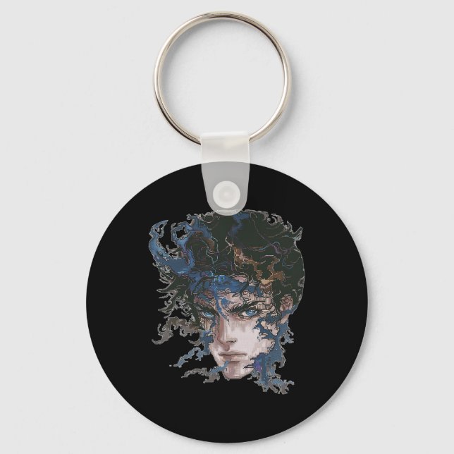 Anime Manga Motif Blue-eyes Art Anime  Key Ring (Front)