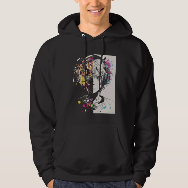 Anime Manga Motif Headphone Artwork Anime Hoodie (Front)