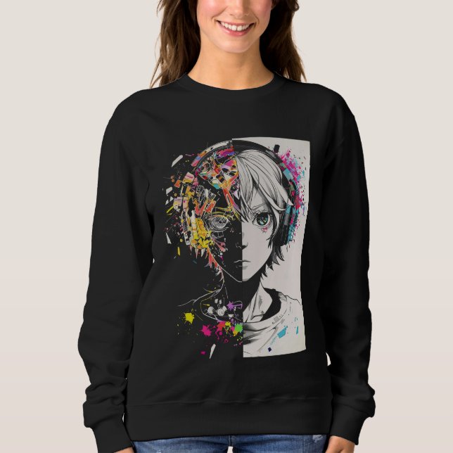 Anime Manga Motif Headphone Artwork Anime Sweatshirt (Front)
