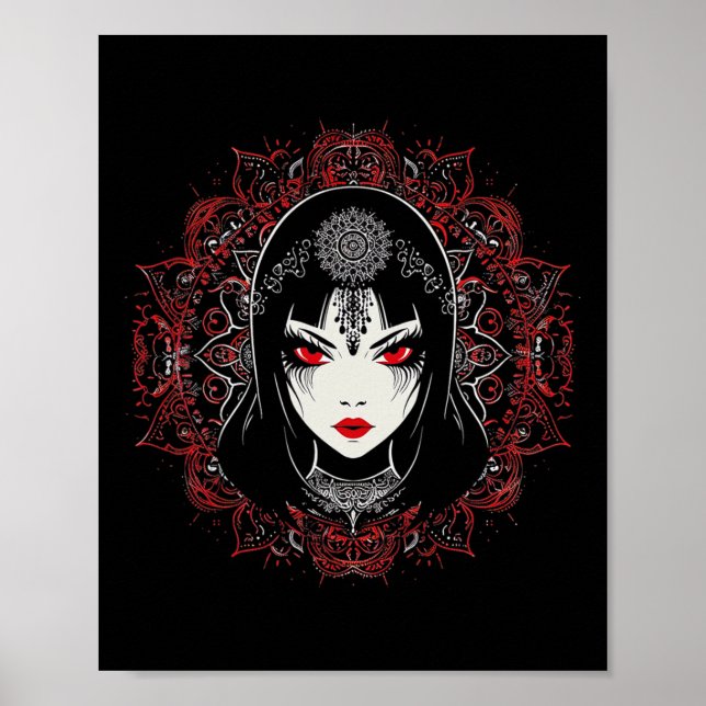 Anime Manga Motif Mandala Illustration Anime 1  Poster (Front)