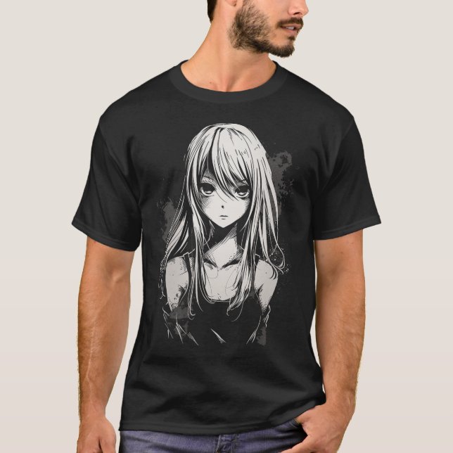Anime Manga Motif Pixel Art Anime  T-Shirt (Front)