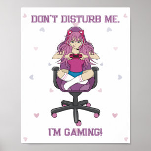 Anime Manga Pink Purple Gamer Girl Poster