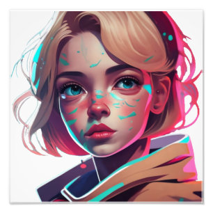 Anime manga pop art lovers face characters cartoon photo print