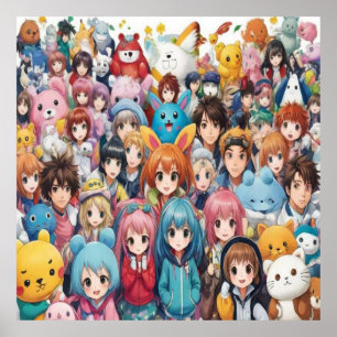 Anime manga pop art lovers pop lovers cartoon  poster