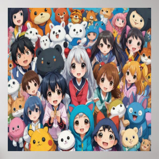 Anime manga pop art lovers pop lovers cartoon  poster