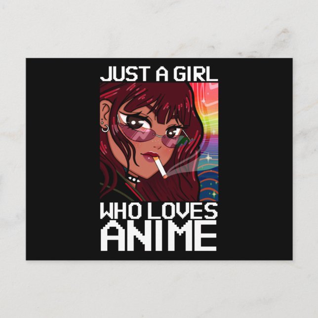 Anime Manga smoking Cigarett Just a girl Postcard (Front)