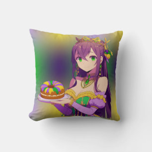 Anime Mardi Gras King cake Cushion