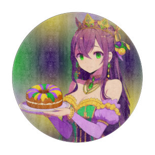Anime Mardi Gras King cake Cutting Board