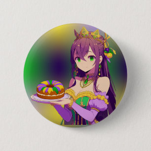 Anime Mardi Gras King cake Mug 6 Cm Round Badge