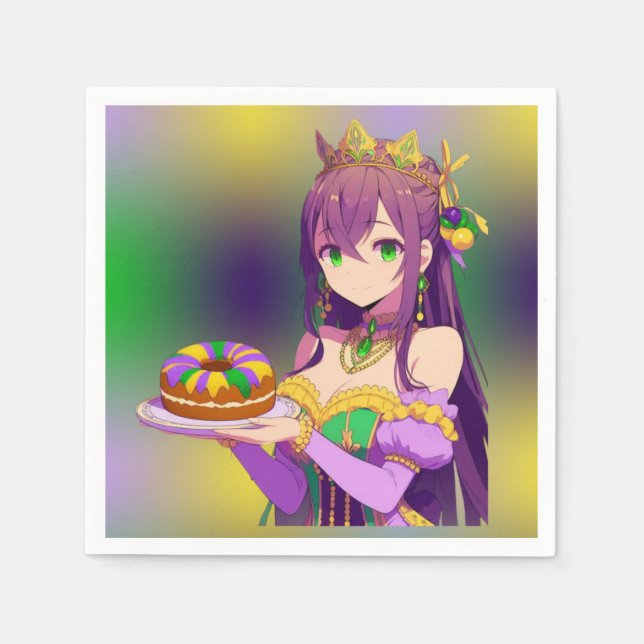 Anime Mardi Gras King cake Napkin (Front)