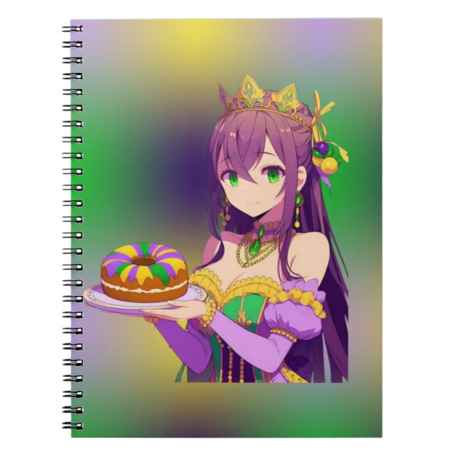Anime Mardi Gras King cake Notebook (Front)