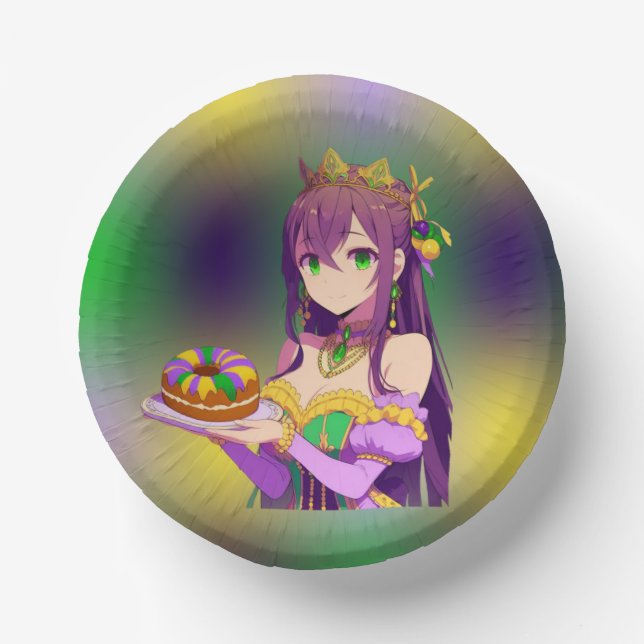 Anime Mardi Gras King cake Paper Plate (Front)